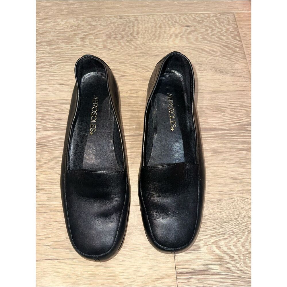 Aerosoles women’s 6.5 Black Leather Slip-On Loafers